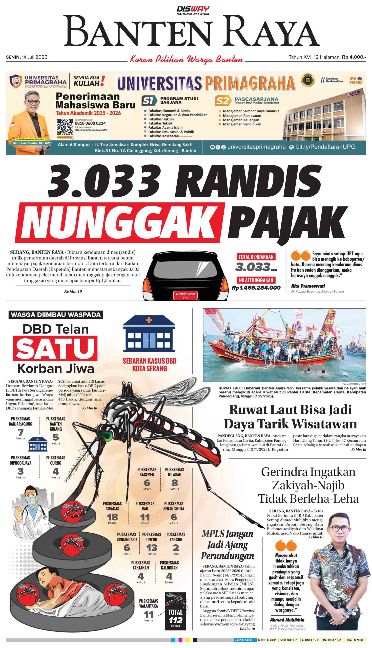 14 Juli 2025 Epaper Banten Raya
