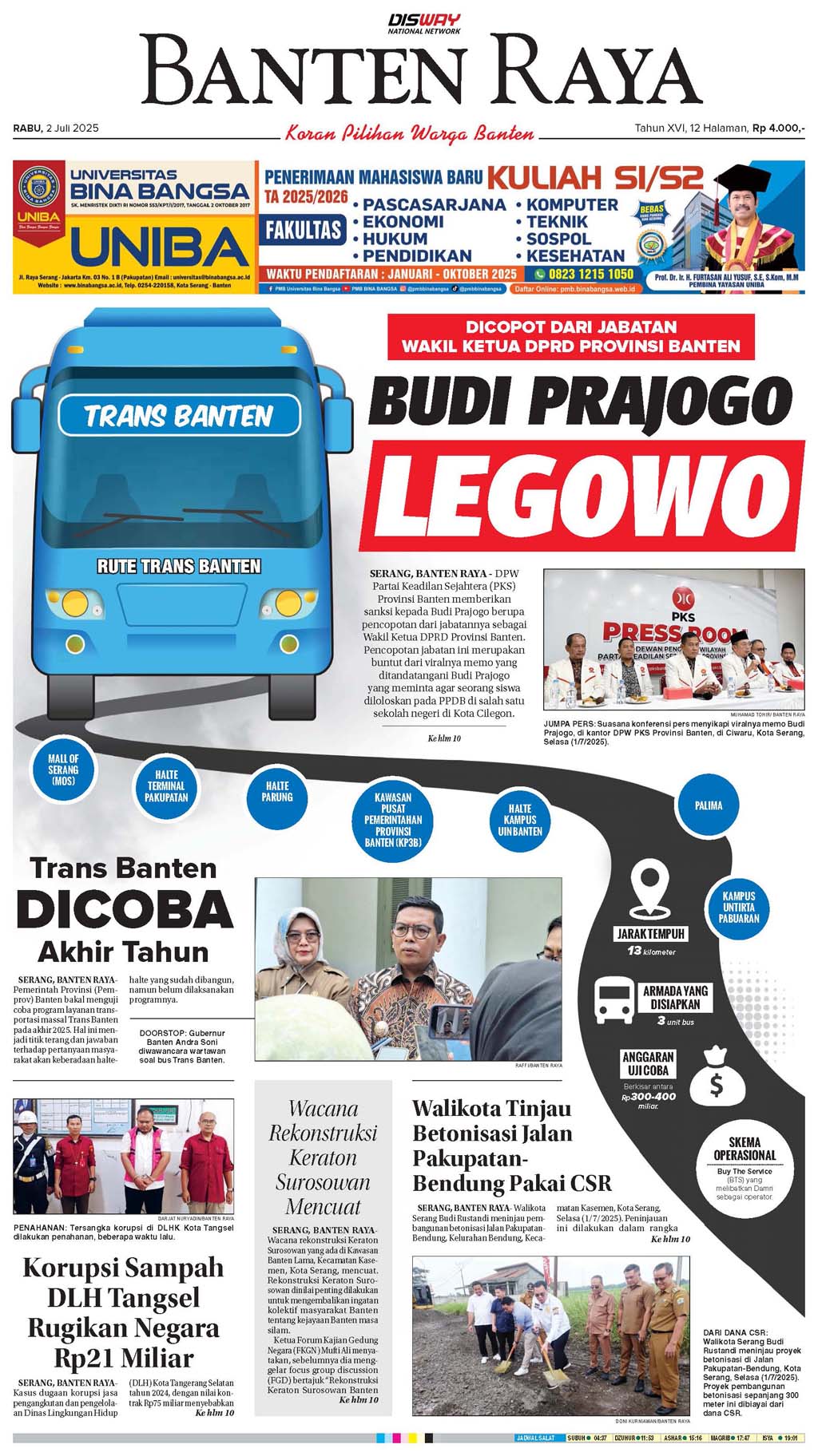 2 Juli 2025 Epaper Banten Raya