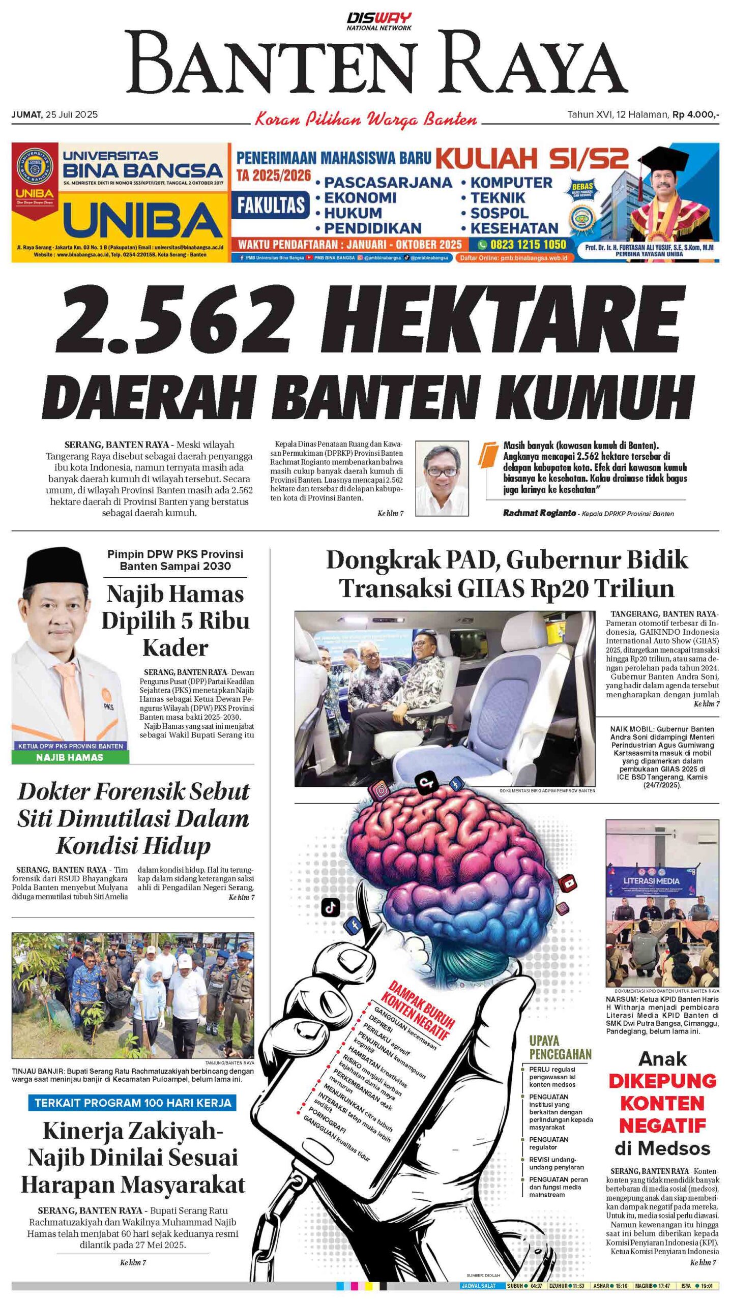 25 Juli 2025 Epaper Banten Raya