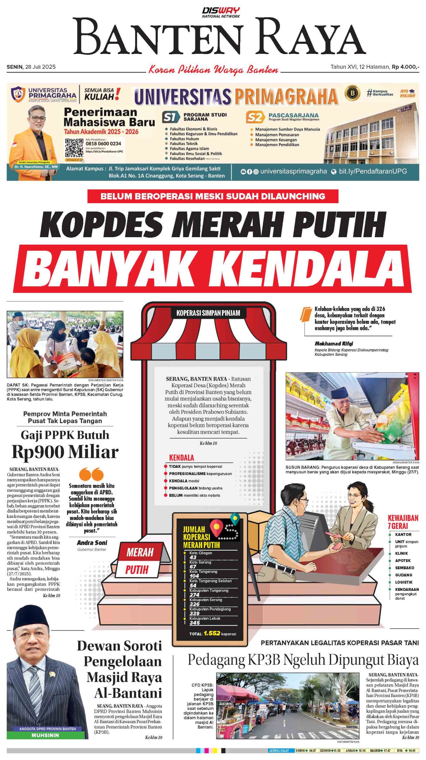 28 Juli 2025 Epaper Banten Raya