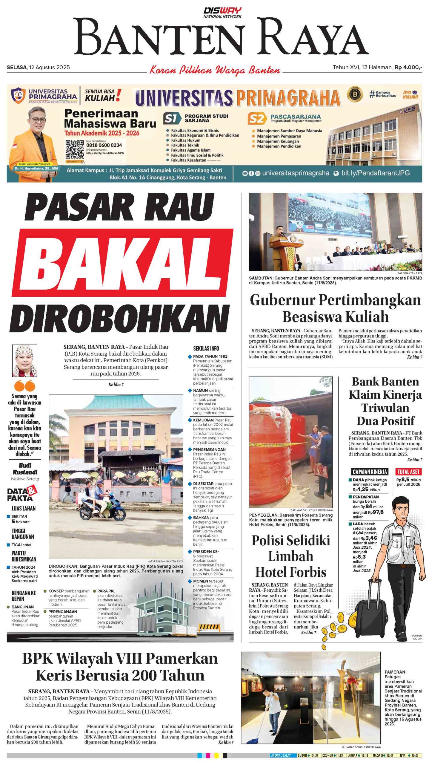 12 Agustus 2025 Epaper Banten Raya