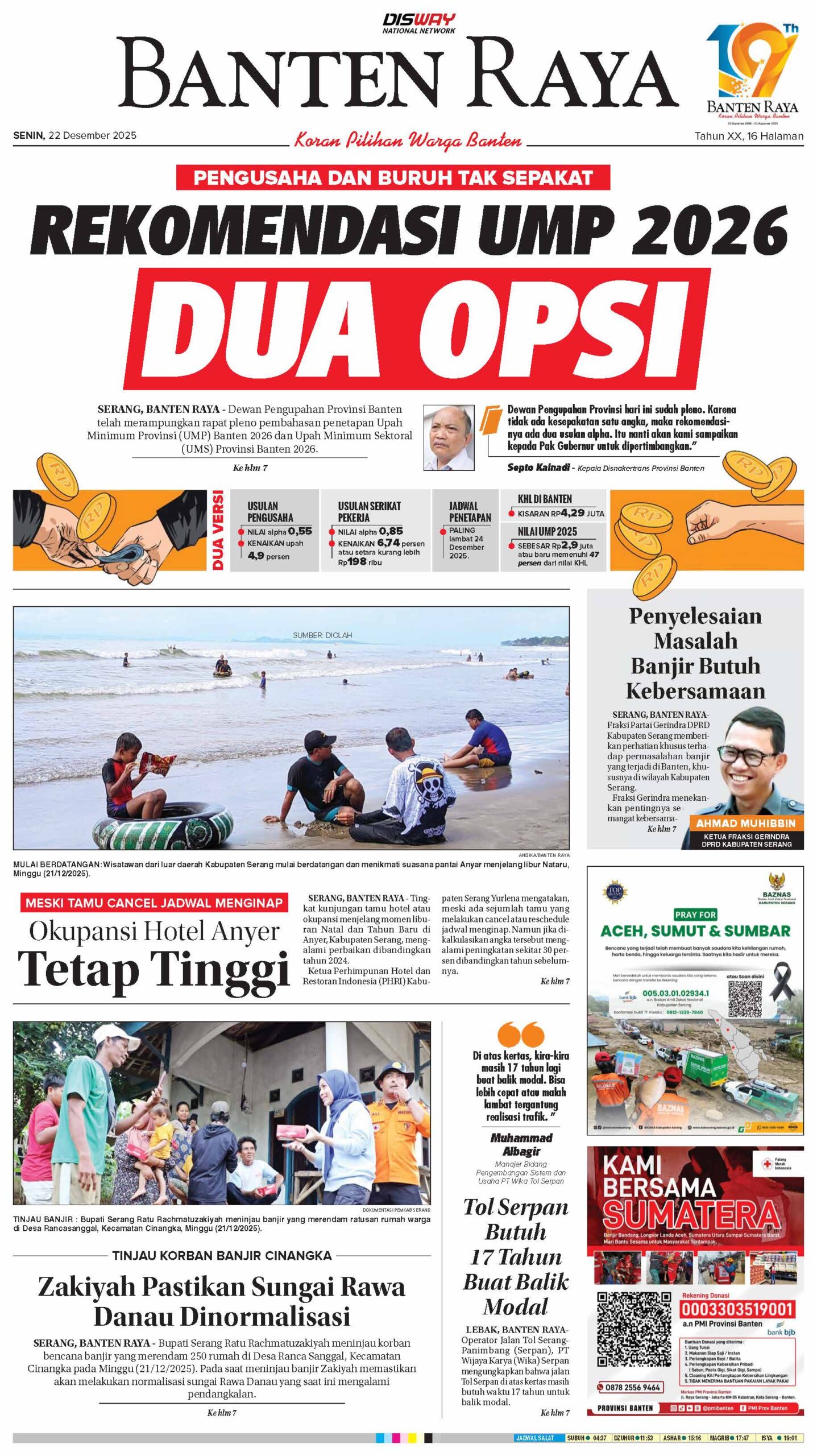 22 Desember 2025 Epaper Banten Raya